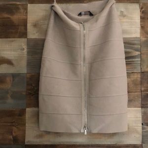 BCBG MaxAzria signature body con skirt with zipper detail.